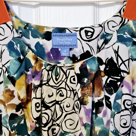Simply Vera Vera Wang Multicolor Printed Dress Size: 6 - Picture 5 of 5